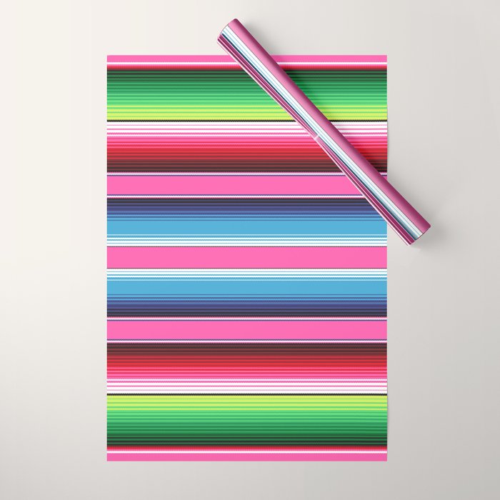 Pink Mexican Serape Blanket Stripes Wrapping Paper