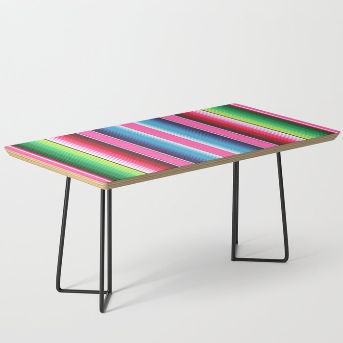 Pink Mexican Serape Blanket Stripes Coffee Table