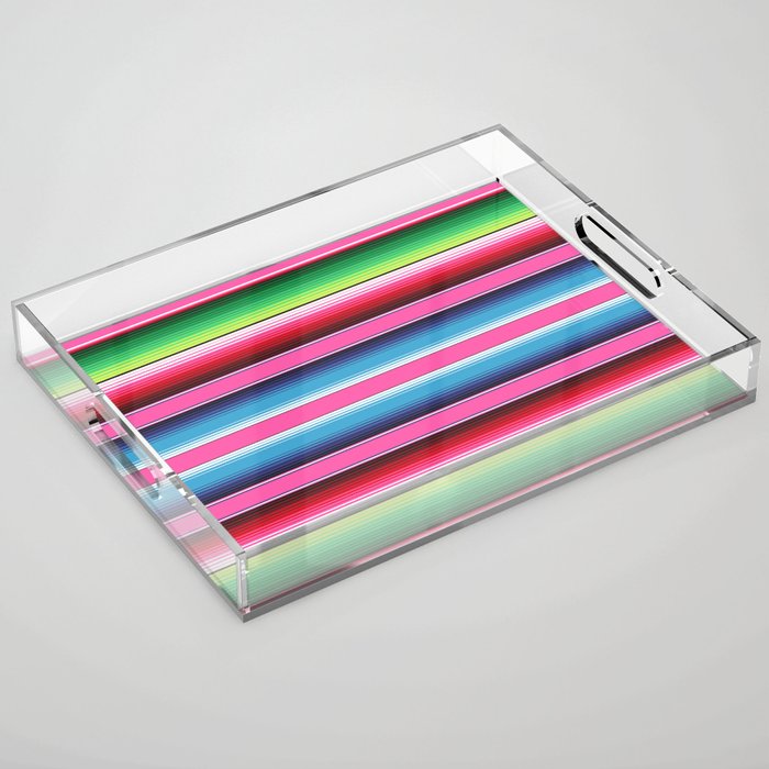 Pink Mexican Serape Blanket Stripes Acrylic Tray