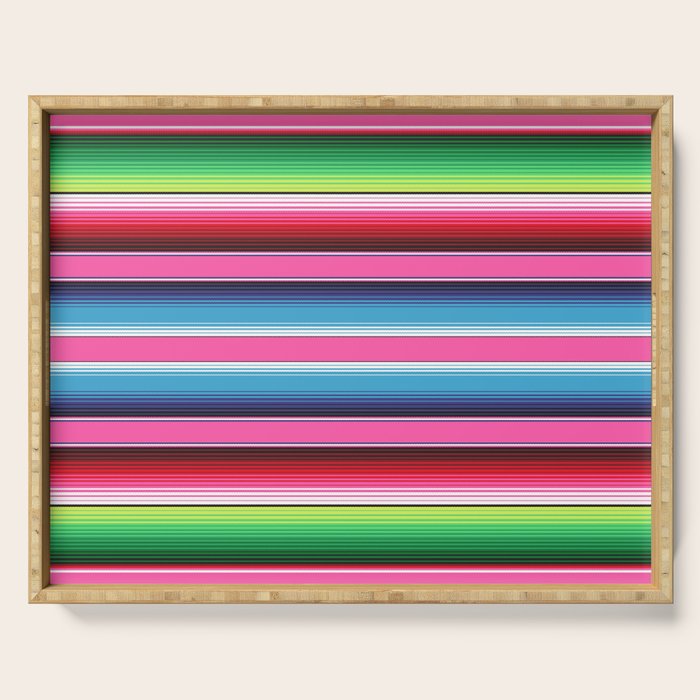 Pink Mexican Serape Blanket Stripes Serving Tray