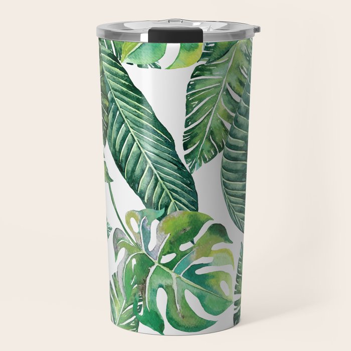 Jungle Leaves, Banana, Monstera #Homestorie Travel Mug