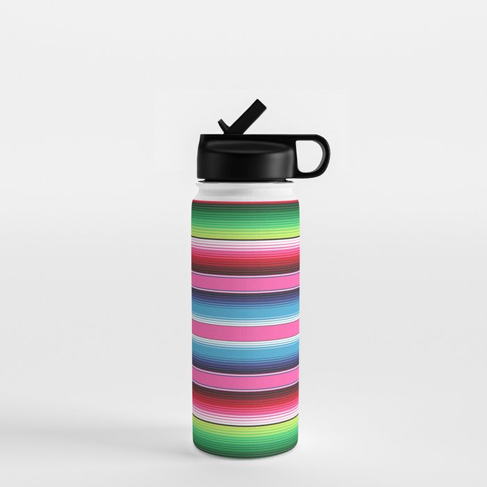 Pink Mexican Serape Blanket Stripes Water Bottle