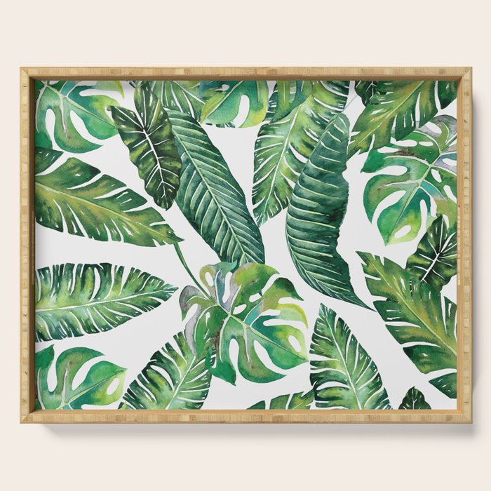 Jungle Leaves, Banana, Monstera #Homestorie Serving Tray