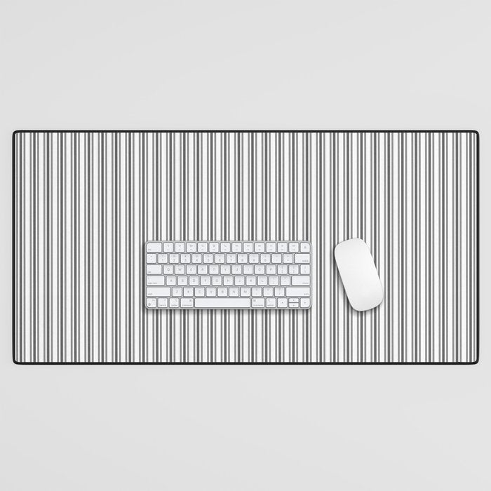 Trendy French Black And White Mattress Ticking Double Stripes Desk Mat