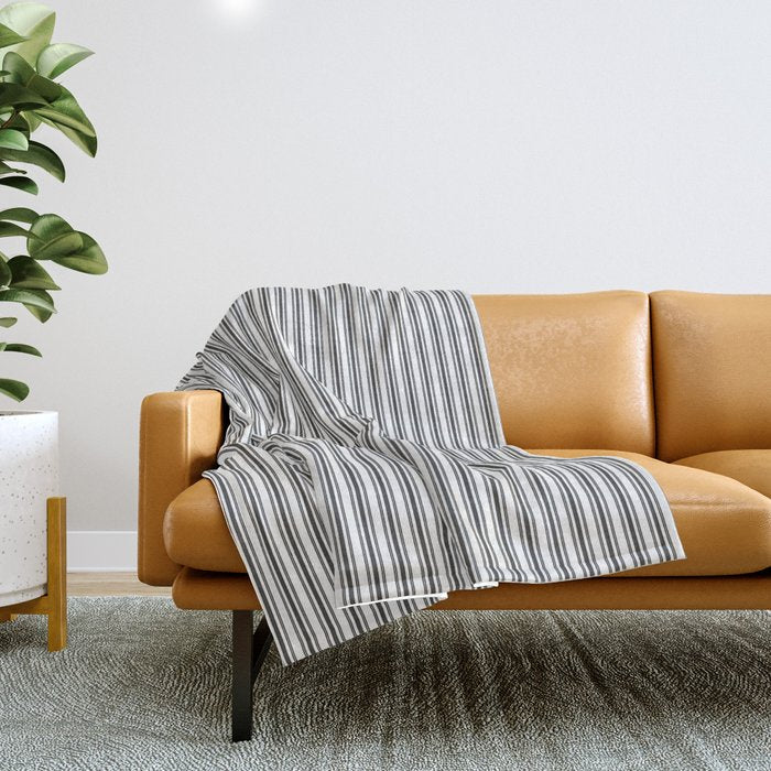 Trendy French Black And White Mattress Ticking Double Stripes Throw Blanket