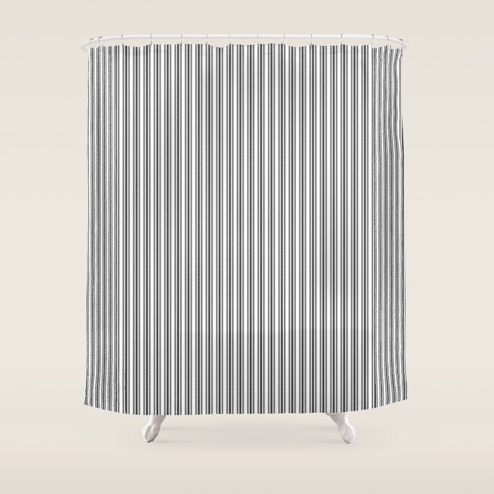 Trendy French Black And White Mattress Ticking Double Stripes Shower Curtain