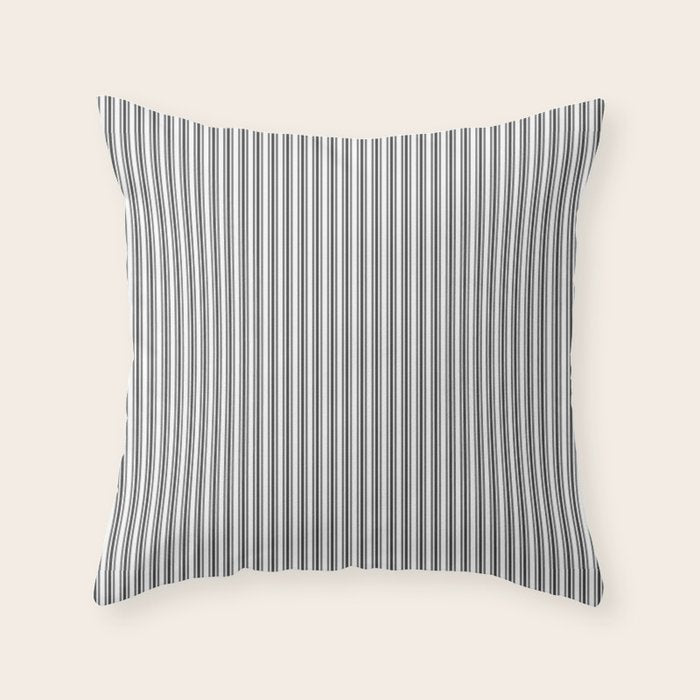 Trendy French Black And White Mattress Ticking Double Stripes Throw Pillow