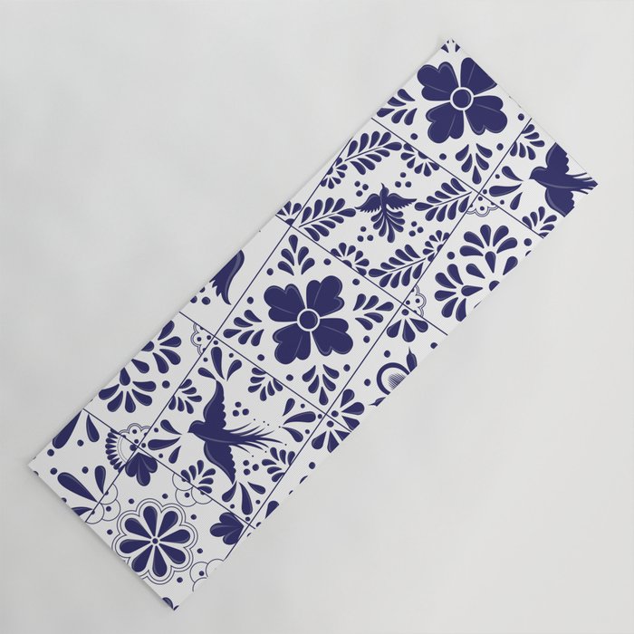 Mexican Talavera Blue Tiles Pattern By Akbaly Yoga Mat