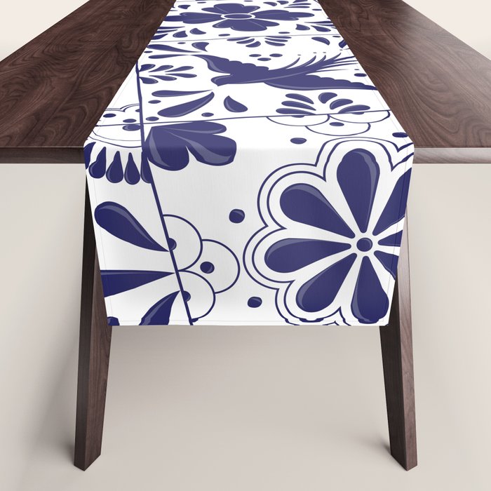 Mexican Talavera Blue Tiles Pattern By Akbaly Table Runner