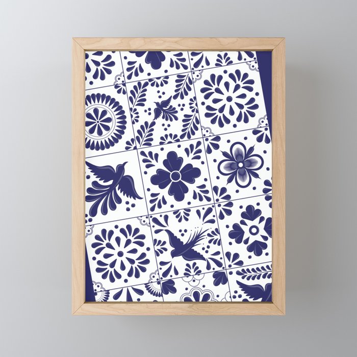 Mexican Talavera Blue Tiles Pattern By Akbaly Mini Art Print