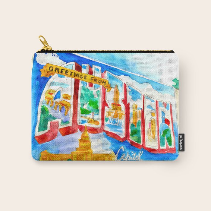 Greetings From Austin Mural Watercolor Carry All Pouch