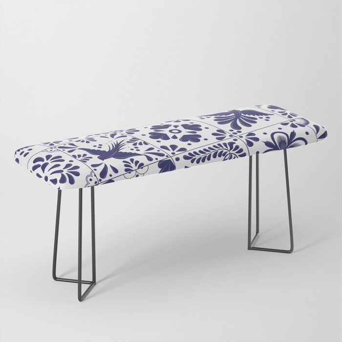 Mexican Talavera Blue Tiles Pattern By Akbaly Bench