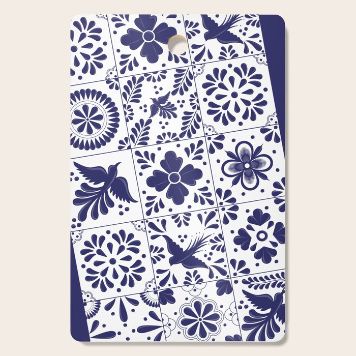 Mexican Talavera Blue Tiles Pattern By Akbaly Cutting Board
