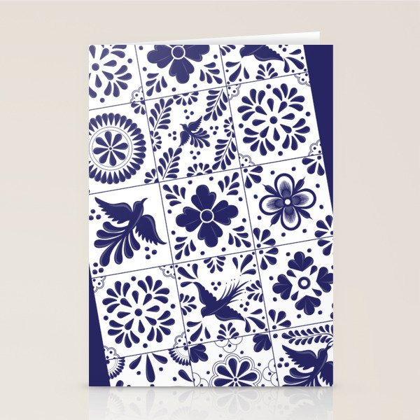 Mexican Talavera Blue Tiles Pattern By Akbaly Stationery Card