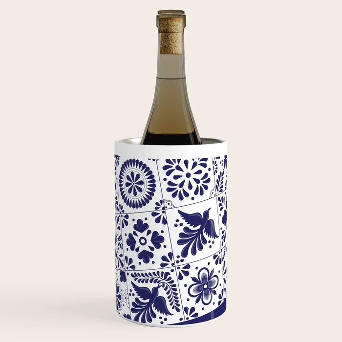 Mexican Talavera Blue Tiles Pattern By Akbaly Wine Chiller