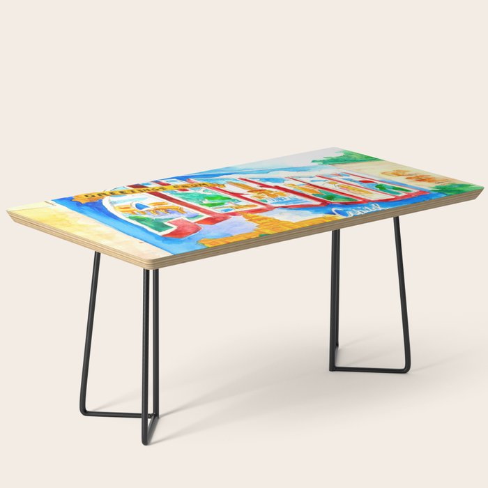 Greetings From Austin Mural Watercolor Coffee Table