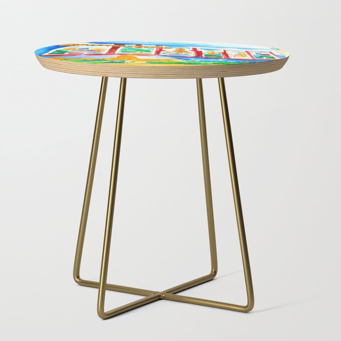 Greetings From Austin Mural Watercolor Side Table