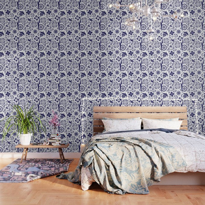 Mexican Talavera Blue Tiles Pattern By Akbaly Wallpaper