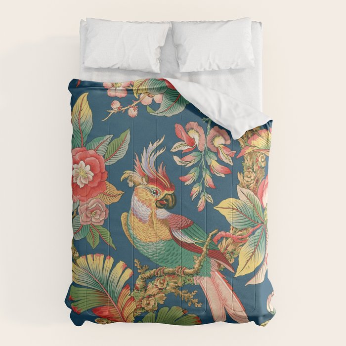 Antique French Chinoiserie In Blue Comforter