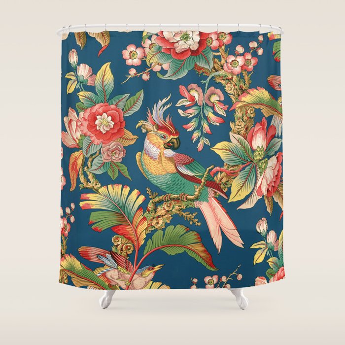 Antique French Chinoiserie In Blue Shower Curtain