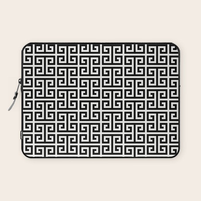 Black And White Greek Key Pattern Laptop Sleeve
