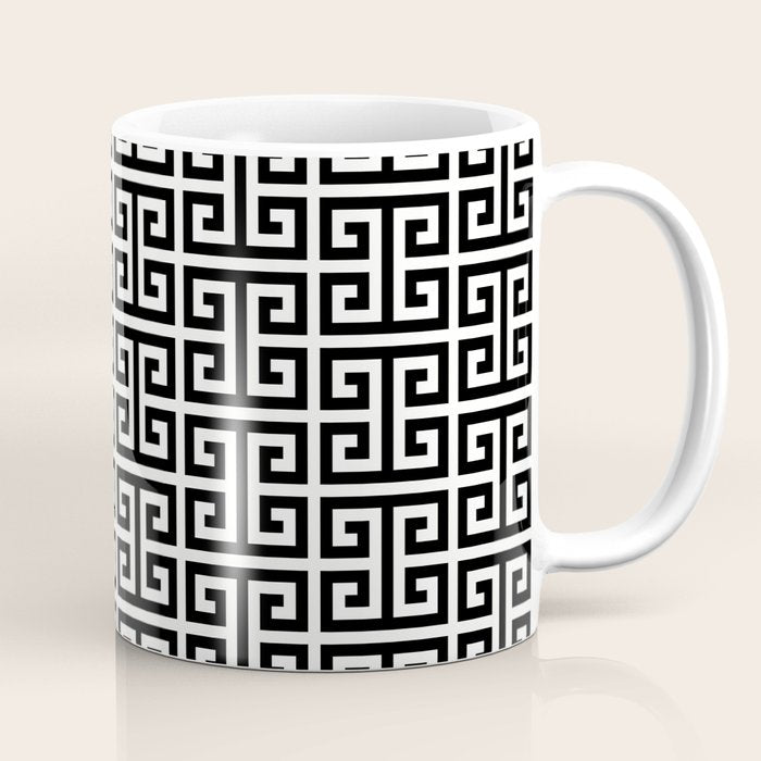 Black And White Greek Key Pattern Coffee Mug