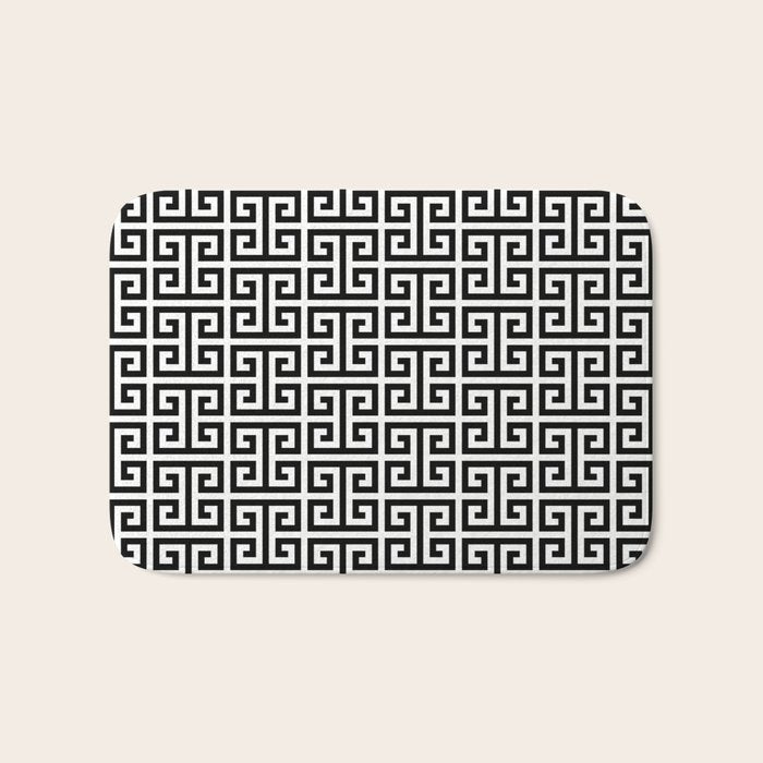 Black And White Greek Key Pattern Bath Mat