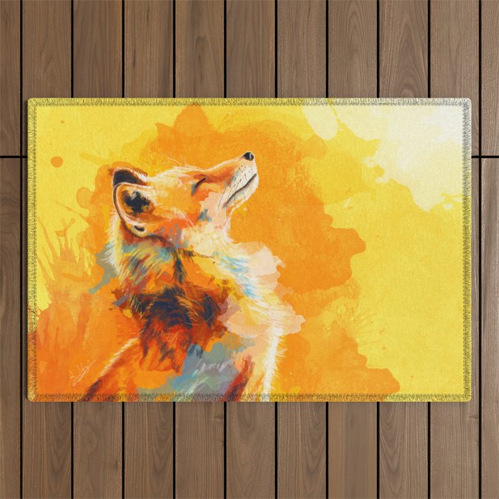Blissful Light - Fox Portrait Outdoor Rug
