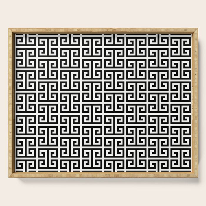 Black And White Greek Key Pattern Serving Tray