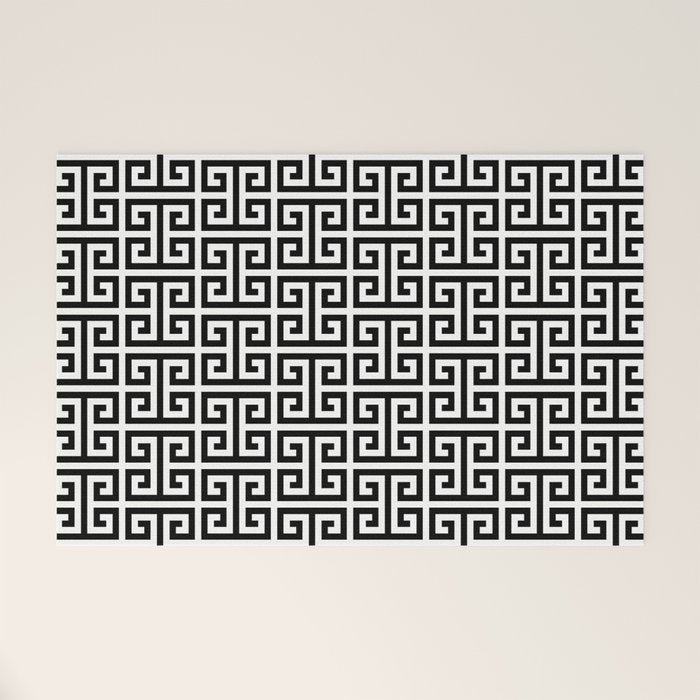 Black And White Greek Key Pattern Welcome Mat
