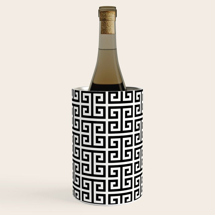 Black And White Greek Key Pattern Wine Chiller