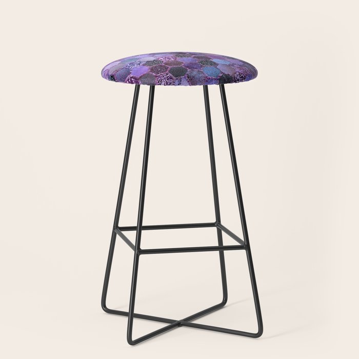 Purple Geometric Hexagonal Elegant & Luxury Pattern Stool