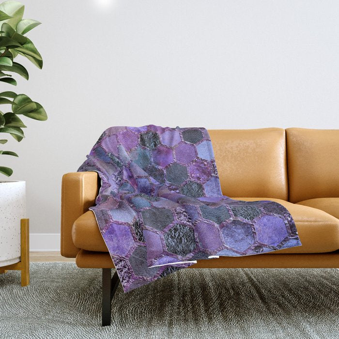 Purple Geometric Hexagonal Elegant & Luxury Pattern Throw Blanket
