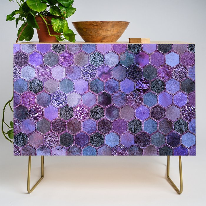 Purple Geometric Hexagonal Elegant & Luxury Pattern Credenza