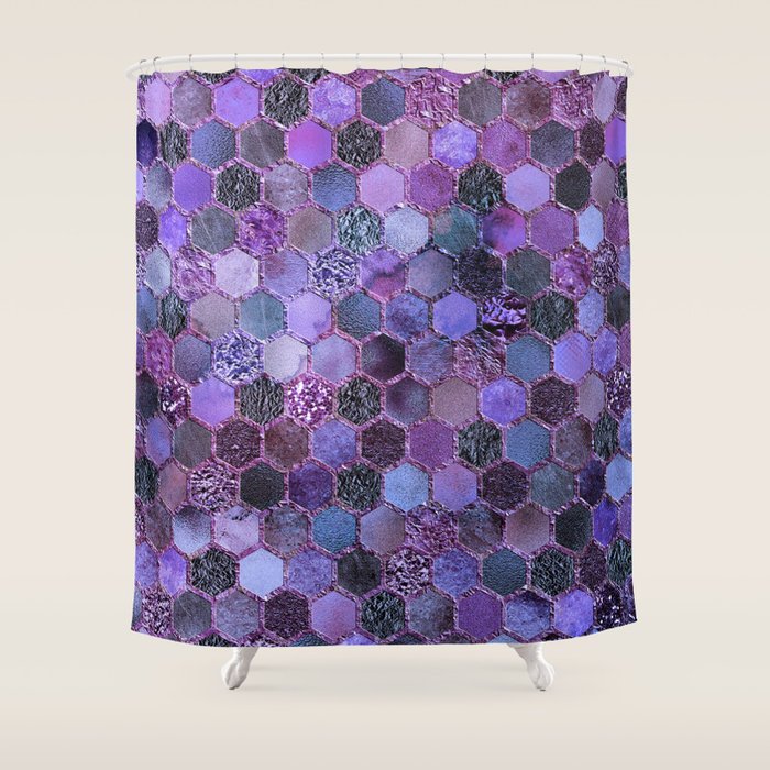 Purple Geometric Hexagonal Elegant & Luxury Pattern Shower Curtain
