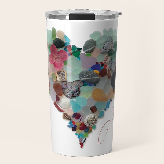 Love -  Sea Glass Heart A Unique Birthday & FatherâS Day Gift Travel Mug