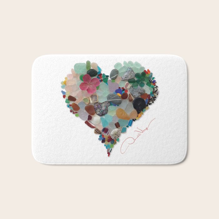 Love -  Sea Glass Heart A Unique Birthday & FatherâS Day Gift Bath Mat