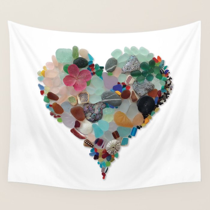 Love -  Sea Glass Heart A Unique Birthday & FatherâS Day Gift Wall Tapestry