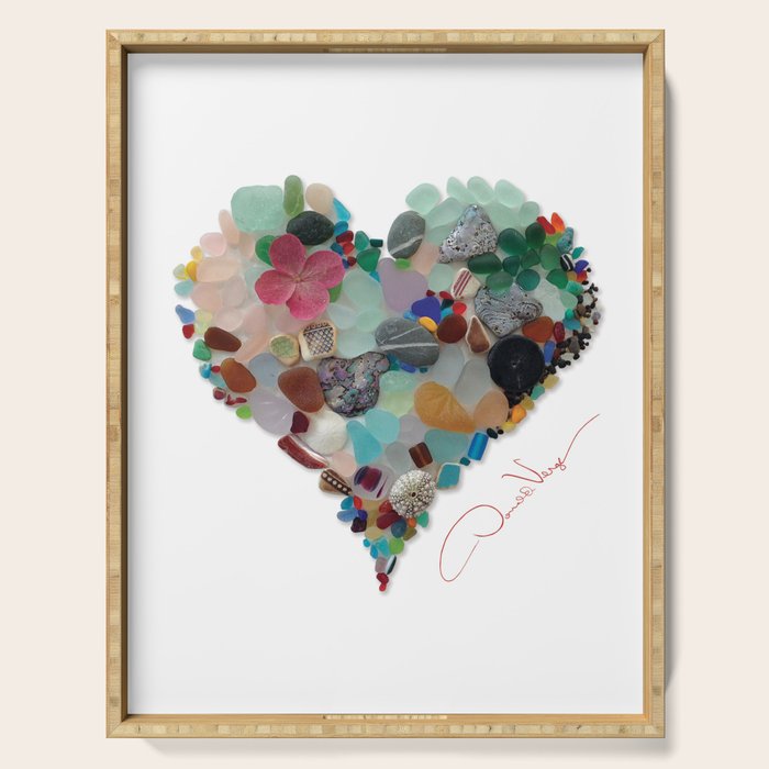 Love -  Sea Glass Heart A Unique Birthday & FatherâS Day Gift Serving Tray