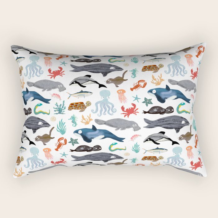 Sea Change: Ocean Animals Rectangular Pillow