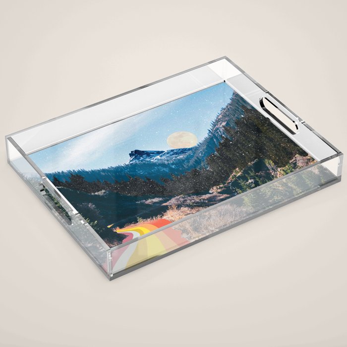 1960'S Style Mountain Collage Acrylic Tray