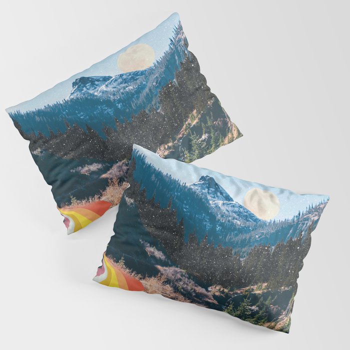 1960'S Style Mountain Collage Pillow Sham