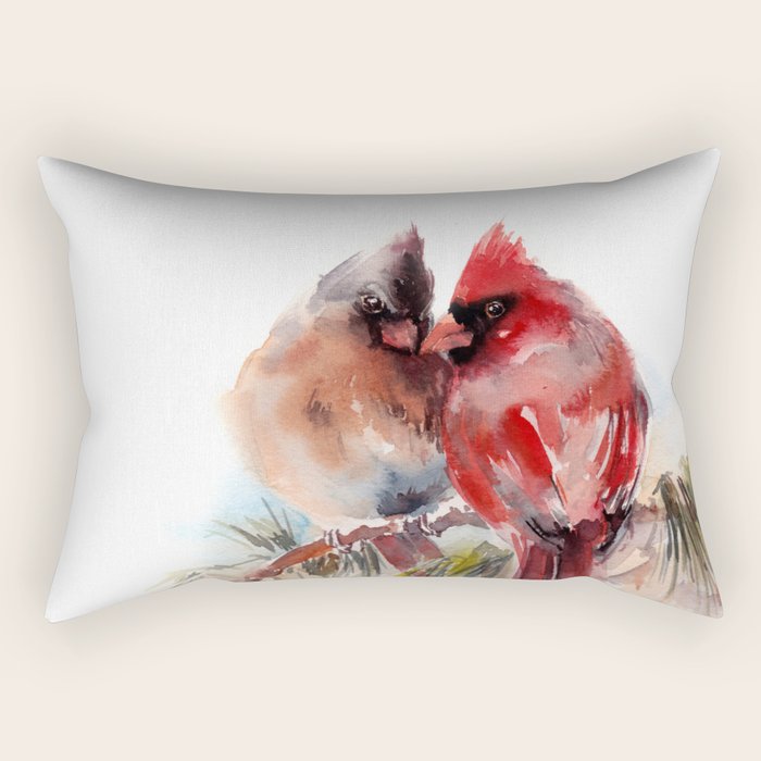 Cardinal Birds Couple Rectangular Pillow