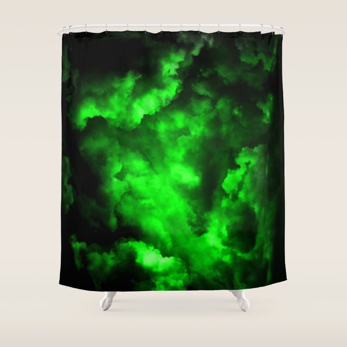 Envy - Abstract In Black And Neon Green Shower Curtain