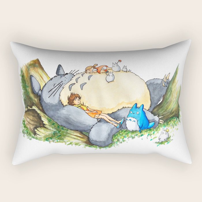 Ghibli Forest Illustration Rectangular Pillow