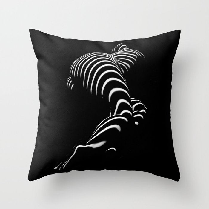 0774-Ar Bbw Sensual Legs Hips And Ass Of A Large Woman Big Beautiful Art Nude Black And White Throw Pillow