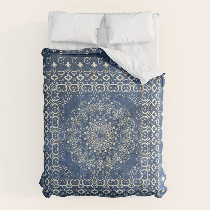 Old Bookshop Magic Mandala In Blue Comforter