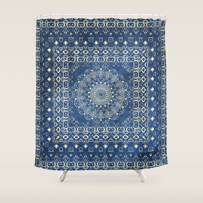 Old Bookshop Magic Mandala In Blue Shower Curtain