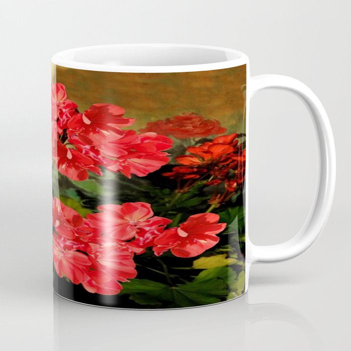 Decorative Red Geraniums  Floral Still Life Art Coffee Mug