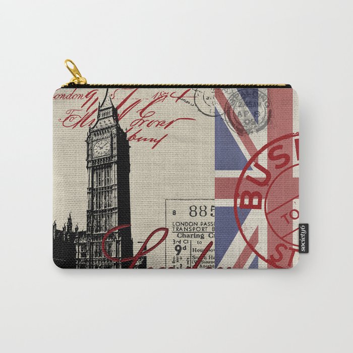 London Great Britain Big Ben Flag Collage Carry All Pouch
